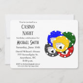 モダンなカジノポーカー誕生日パーティー 招待状 (正面)