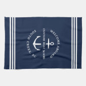 モダンなカスタムボート名 ウェルカムボード nautical キッチンタオル (横)