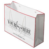 モダンなカスタムロゴプリントのブティックショッピングバッグ ラージペーパーバッグ (正面アングル)