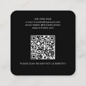 モダンなカスタムロゴQRコード ブラック スクエア名刺 (裏面)