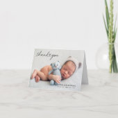 モダンなカスタム新生児ベビー写真ハートスクリプト サンキューカード (正面)
