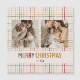 モダンなカスタム2枚の写真のクリスマスマグネットカード