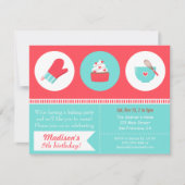 モダンなカップケーキの料理のベーキングの誕生会 招待状 (正面)