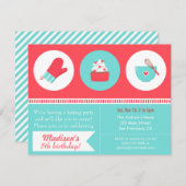 モダンなカップケーキの料理のベーキングの誕生会 招待状 (正面/裏面)