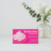 モダンなカップケーキはショッキングピンクを振りかけます 名刺 (スタンド正面)