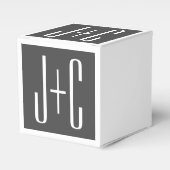 モダンなカップルのイニシャル | グレー＆ホワイト フェイバーボックス (正面サイド)