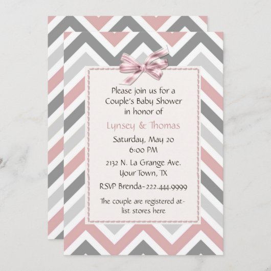 モダンなカップルのベビーシャワーの招待状 招待状 (正面/裏面)