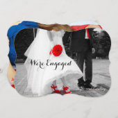 モダンなカップルの婚約発表写真カード 案内状 (正面/裏面)