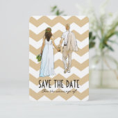 モダンなカップルの結婚式 Save The Date カード (スタンド正面)