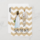 モダンなカップルの結婚式 Save The Date カード (正面/裏面)