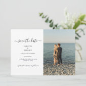 モダンなカップル写真の結婚式延期通知 セーブザデート (スタンド正面)
