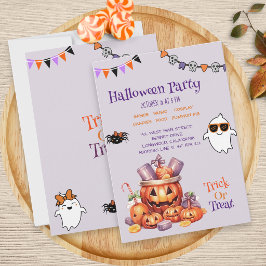 モダンなカボチャのキャンディキッズハロウィンパーティー 招待状