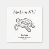 モダンなカメの結婚式のウェルカムコーヒー・ナプキン スタンダードカクテルナプキン (正面)