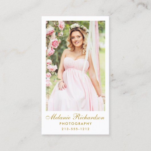 モダンなカメラマンの金ゴールドの原稿の写真 名刺 (正面)