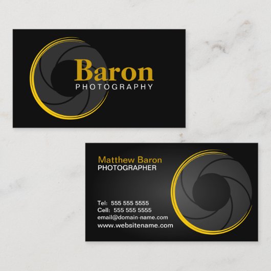 モダンなカメラマンの黄色 名刺 (正面/裏面)