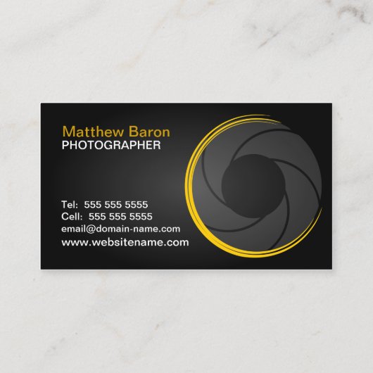 モダンなカメラマンの黄色 名刺 (裏面)