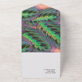 モダンなカラテアの植物パターンウェディング オールインワン招待状 (外側)