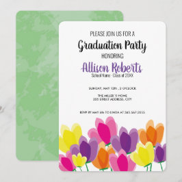 モダンなカラフルな花の卒業パーティー招待状 招待状