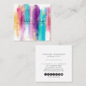モダンなカラフルによって絵を描かれるブラシストロークグリッター スクエア名刺 (正面/裏面)