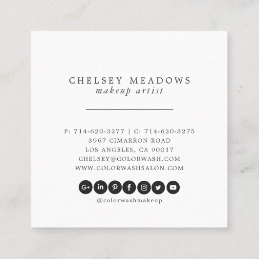 モダンなカラフルによって絵を描かれるブラシストロークグリッター スクエア名刺 (裏面)