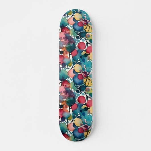 モダンなカラフル抽象水彩パターン スケートボード (正面)