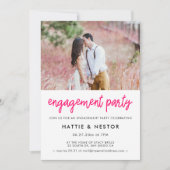モダンなカリグラフィーのエンゲージメントパーティーの写真 招待状 (正面)