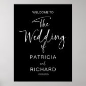 モダンなカリグラフィーのシンプルな結婚式ウェルカムボード ポスター (正面)