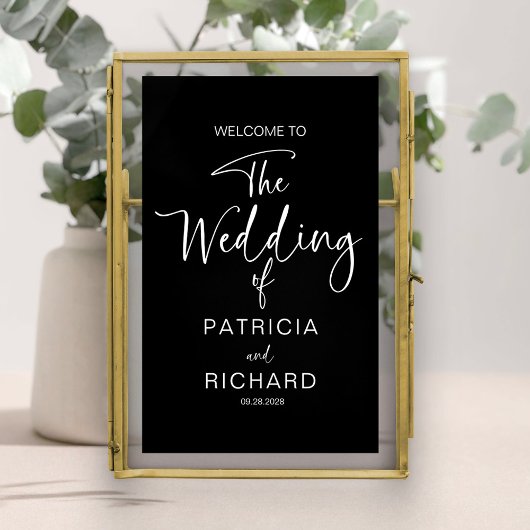 モダンなカリグラフィーのシンプルな結婚式ウェルカムボード ポスター