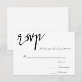 モダンなカリグラフィーのブラック＆ホワイトの結婚式の出欠確認 出欠カード (正面/裏面)