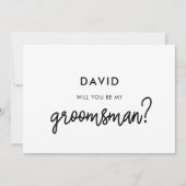 モダンなカリグラフィーの伴郎カード 招待状 (正面)