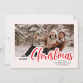 モダンなカリグラフィーの家族クリスマス写真 シーズンカード (正面)
