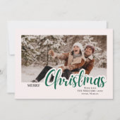 モダンなカリグラフィーの家族クリスマス写真 シーズンカード (正面)