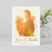 モダンなカリグラフィーの結婚式お礼カード 箔招待状 (立ち正面)