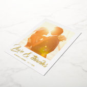 モダンなカリグラフィーの結婚式お礼カード 箔招待状 (回転した状態)