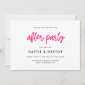 モダンなカリグラフィーの結婚式のアフターパーティー 招待状 (正面)