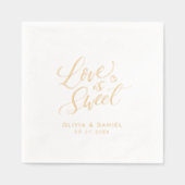 モダンなカリグラフィーの結婚式 "love is sweet" 箔ナプキン (正面)