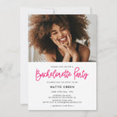 モダンなカリグラフィーの花嫁お別れパーティーの写真 招待状 (正面)