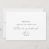 モダンなカリグラフィーの花嫁の提案 招待状 (裏面)