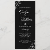 モダンなカリグラフィーの黒い結婚式フラワー プログラム (正面)