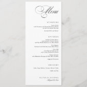 モダンなカリグラフィーの黒と白の結婚式 メニュー (正面)