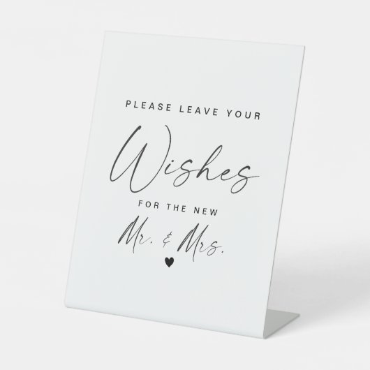 モダンなカリグラフィーのMr+Mrsウエディングウィッシュ 台座サイン (正面)