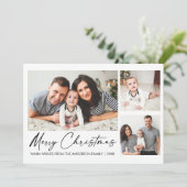 モダンなカリグラフィーインクのクリスマス写真3枚 シーズンカード (スタンド正面)
