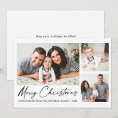 モダンなカリグラフィーインクのクリスマス写真3枚 シーズンカード (正面/裏面)