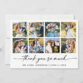 モダンなカリグラフィーインクペンスクリプトウェディング 8 フォト サンキューカード (正面)