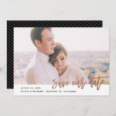 モダンなカリグラフィー写真のSave the Date セーブザデート (正面/裏面)