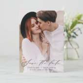 モダンなカリグラフィー写真 ウェディング セーブ・ザ・デート (スタンド正面)