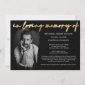 モダンなカリグラフィー写真 追悼のメモリー葬儀 招待状 (正面)