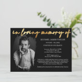 モダンなカリグラフィー写真 追悼のメモリー葬儀 招待状 (スタンド正面)