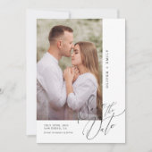 モダンなカリグラフィー アーチ写真のSave the Date 招待状 (正面)