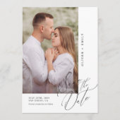 モダンなカリグラフィー アーチ写真のSave the Date 招待状 (正面)